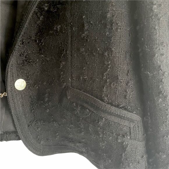 VINTAGE Paula Klein Paris Couture Wool 2-PC Suit Blazer Skirt Black L - Picture 6 of 16